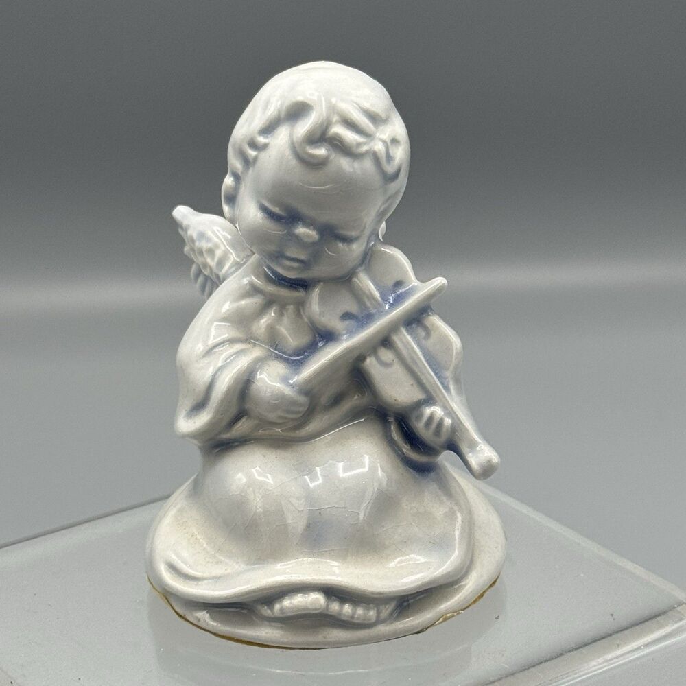 Vtg Duncan Enterprises Cherub Angel Playing Violin Figurine USA Regilous Music